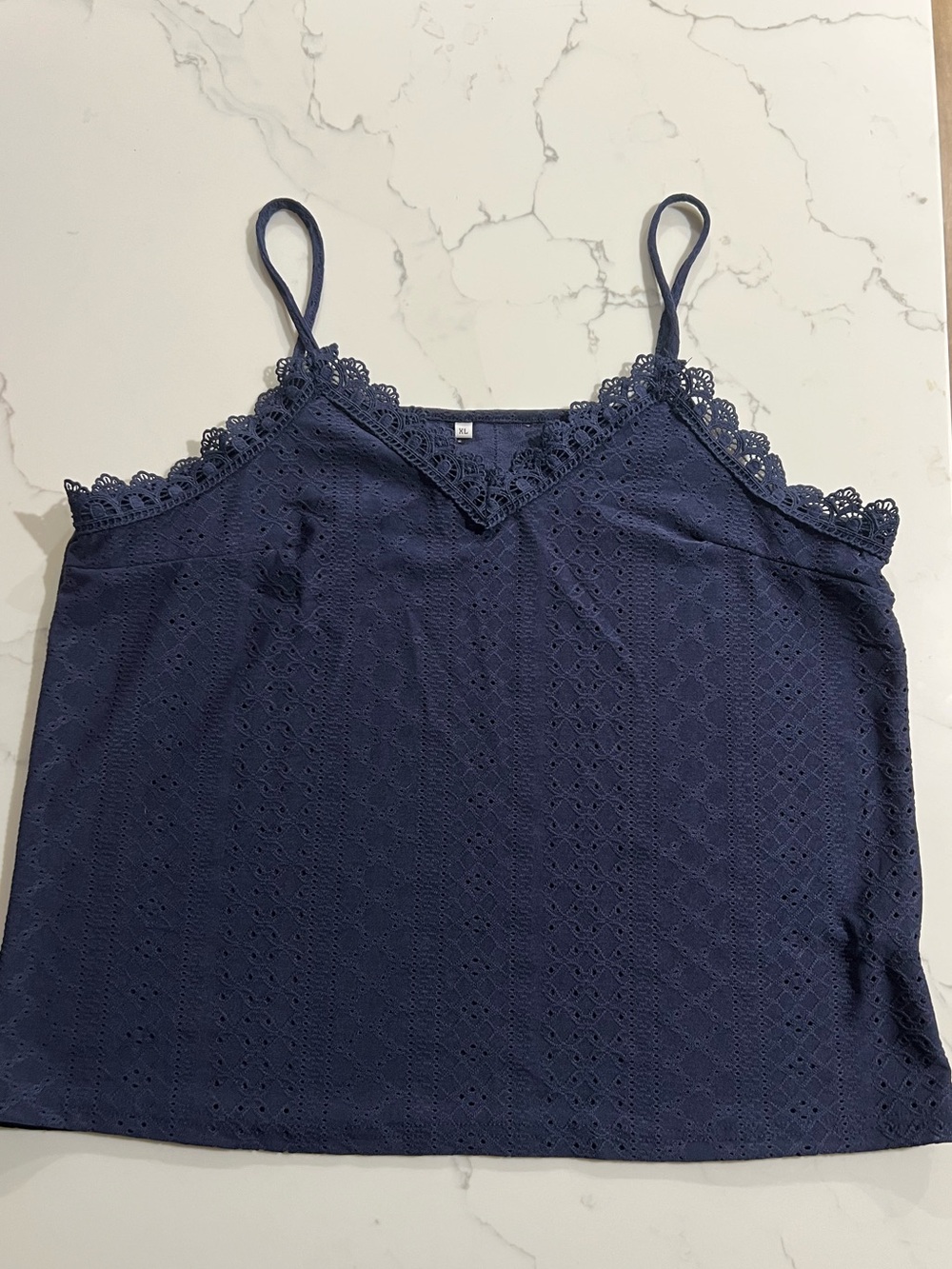 Women's XL Navy Lace-Trim Camisole Top
